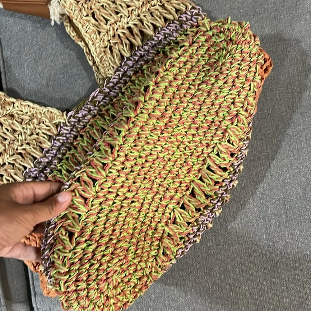 Sun ‘N’ Sand Raffia Rope Handle Straw like Hobo Bag